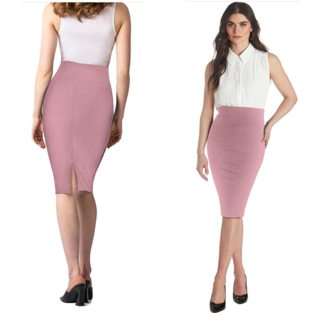 NWT Women Premium Nylon Ponte Stretch Office Pencil Skirt High Waist‎ SIZE LARGE
